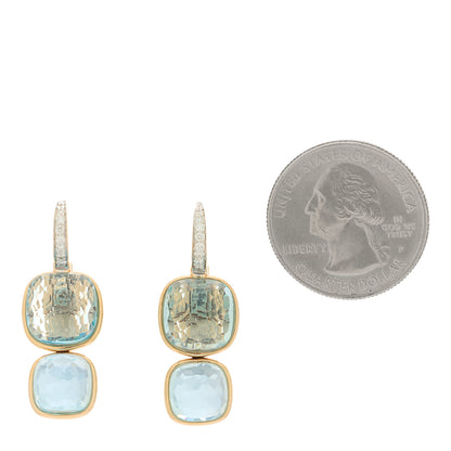 Pomellato 18K Rose Gold Diamond Blue Topaz Nudo Pendant Earrings 2 of 4