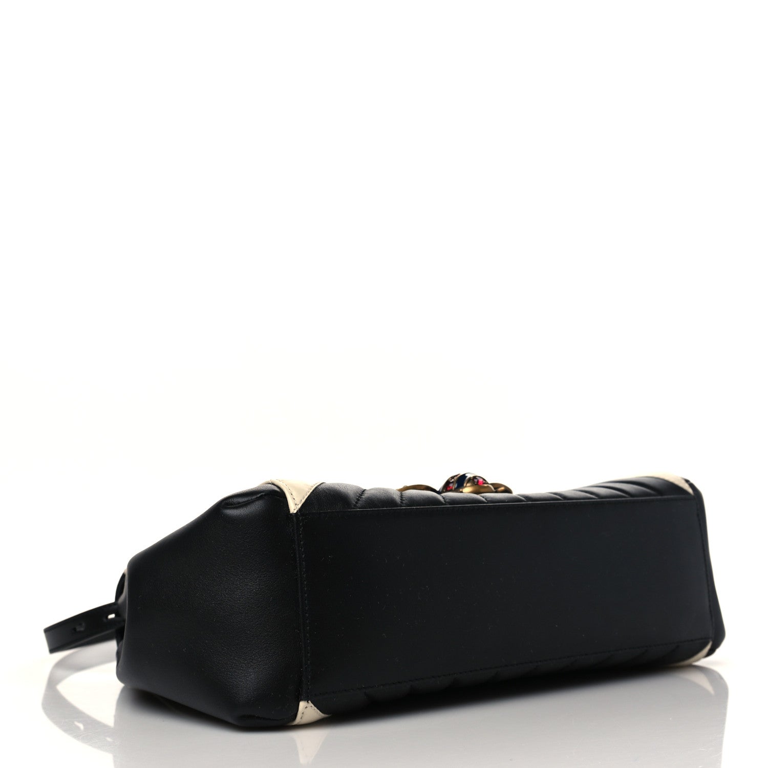 Gucci Calfskin Bamboo Trapuntata Queen Margaret Top Handle Bag Mystic White Black 4 of 6