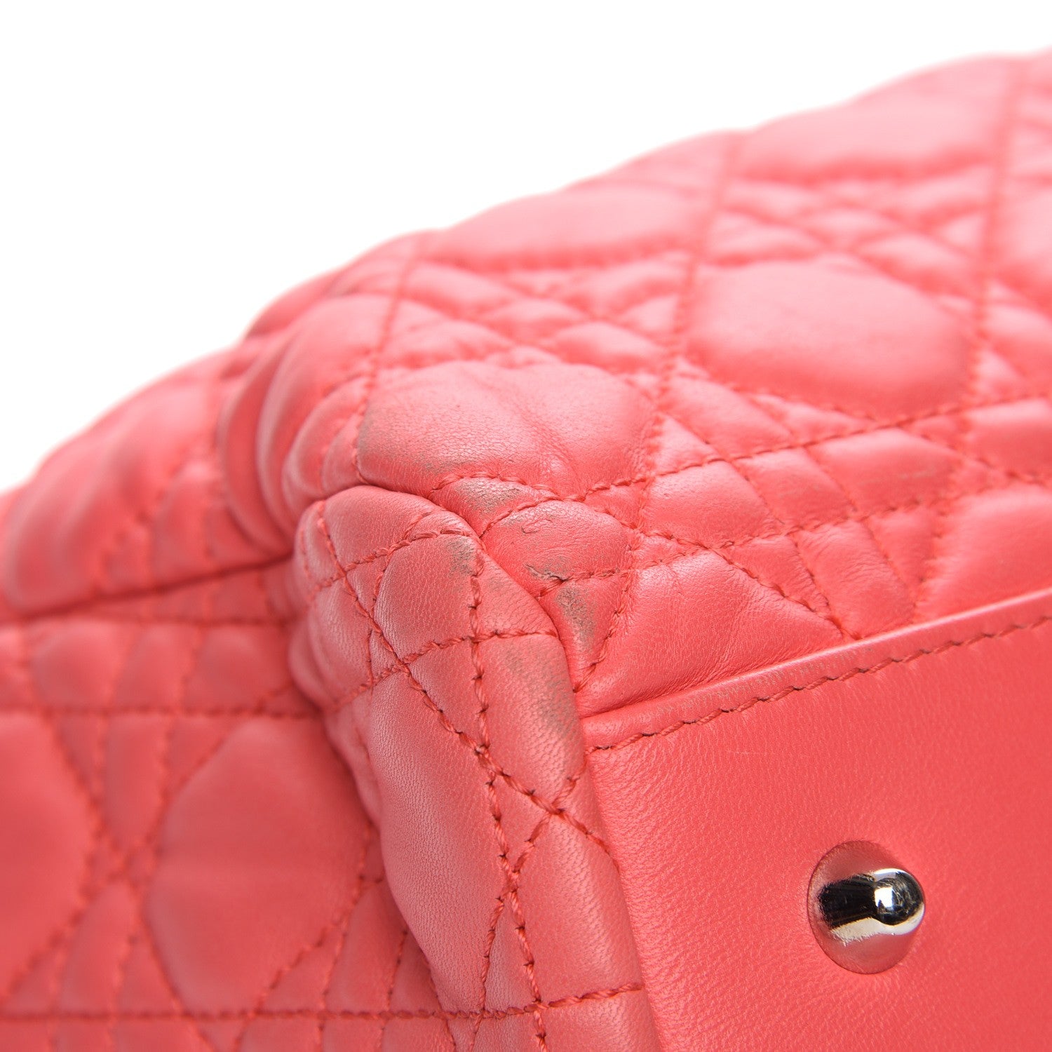 Christian Dior Lambskin Cannage Large Dior Soft Shopping Tote Coral 8 of 13