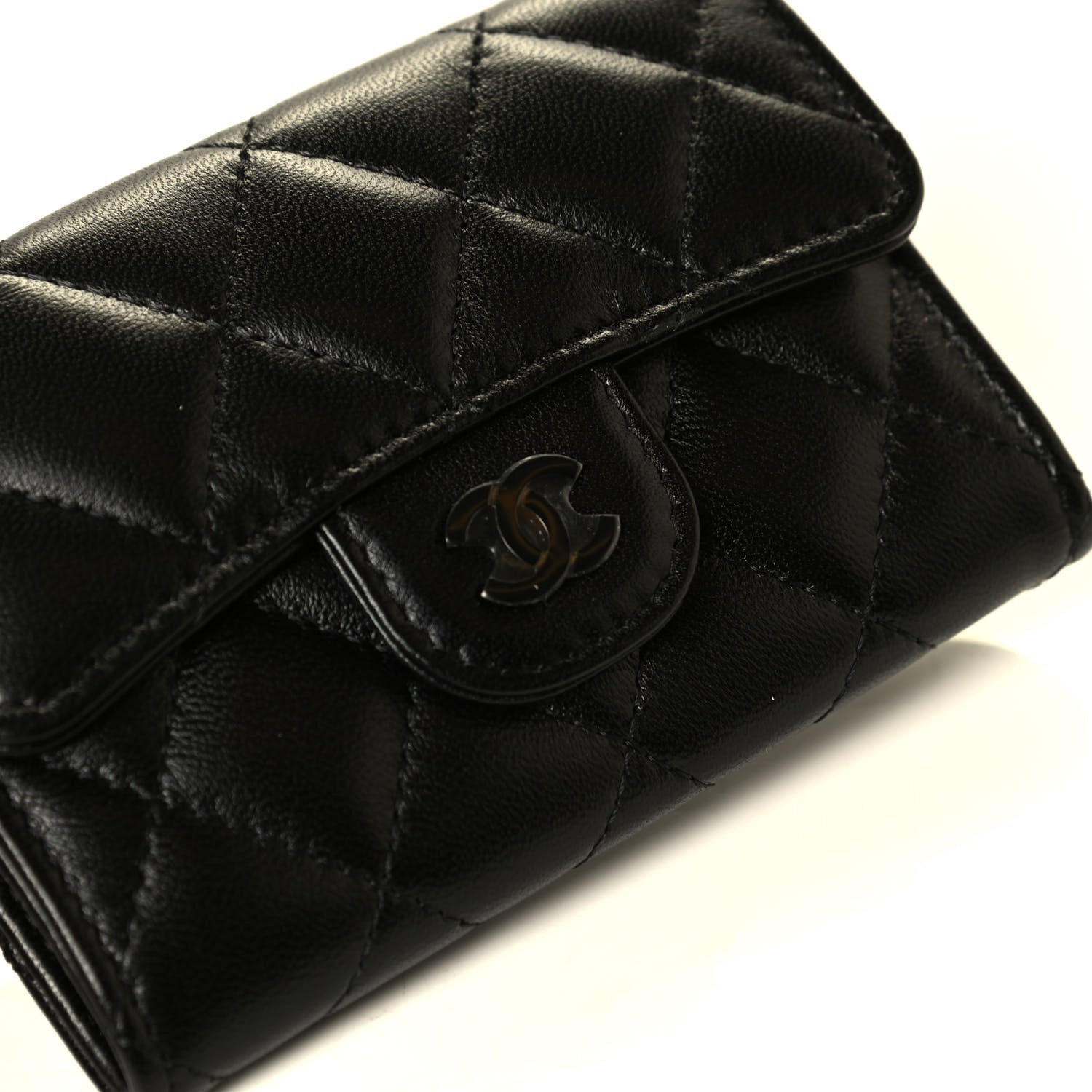 Chanel Lambskin Quilted Flap Card Holder Wallet So Black 4 of 4