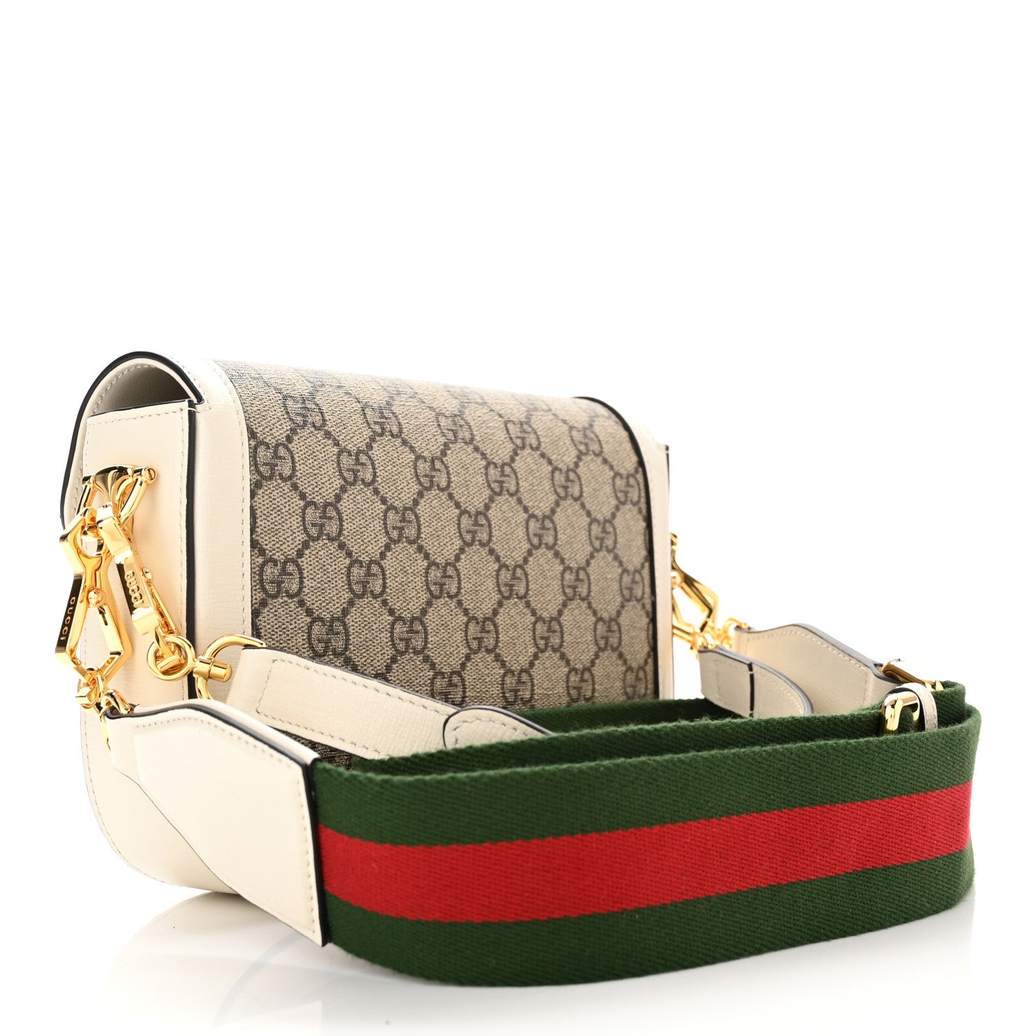 Gucci GG Supreme Monogram Web Mini Horsebit 1955 Shoulder Bag Beige Mystic White 3 of 10