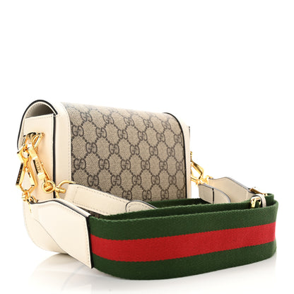 Gucci GG Supreme Monogram Web Mini Horsebit 1955 Shoulder Bag Beige Mystic White 3 of 10