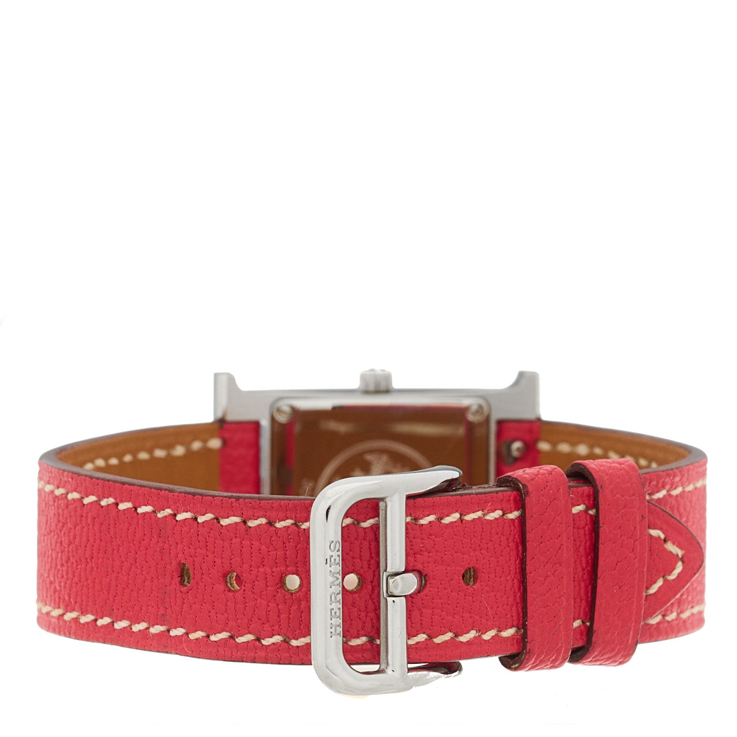 Hermes Stainless Steel Chevre Mysore 21mm Heure H Hour Quartz Watch Bougainvillea 3 of 4