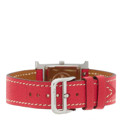 Hermes Stainless Steel Chevre Mysore 21mm Heure H Hour Quartz Watch Bougainvillea 3 of 4