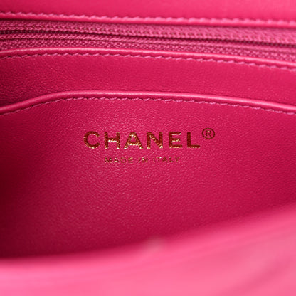 Chanel Lambskin Quilted Mini Crystal Top Handle Rectangular Flap Dark Pink 6 of 11