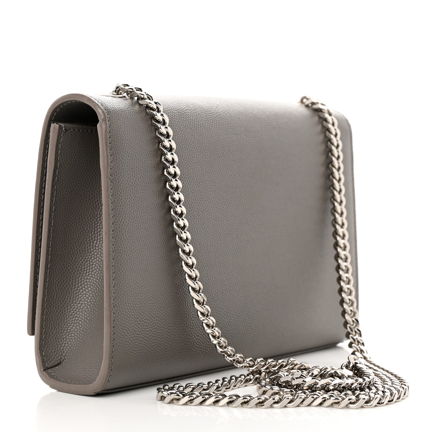 Saint Laurent Grain De Poudre Classic Monogram Kate Satchel Grey 3 of 13