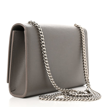 Saint Laurent Grain De Poudre Classic Monogram Kate Satchel Grey 3 of 13