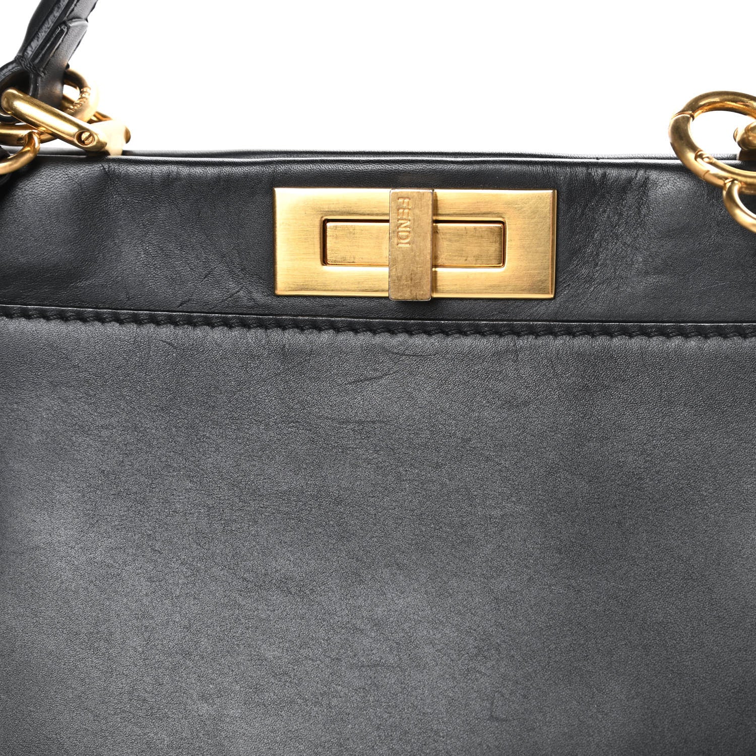 Fendi Vitello Morgan Shiny Nappa Medium Peekaboo Iconic Satchel Black Ciliegia 13 of 13