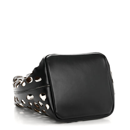 Alaia Calfskin Laser Cut Bucket Bag Black White 13 of 34