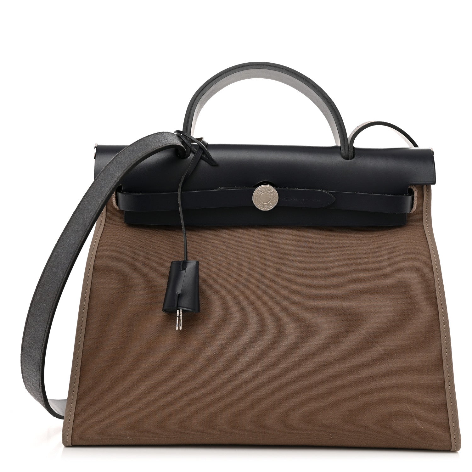 Hermes Vache Hunter Toile Herbag Zip 31 PM Etoupe Bleu Saphir 1 of 12