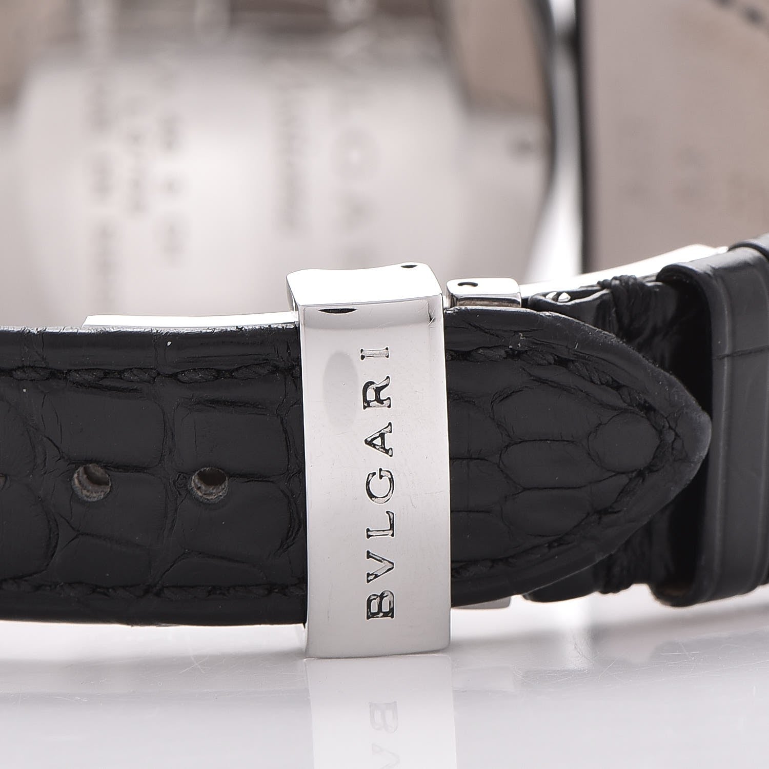 Bulgari Stainless Steel Alligator 38mm Assioma Chronograph Automatic Watch Black 4 of 8