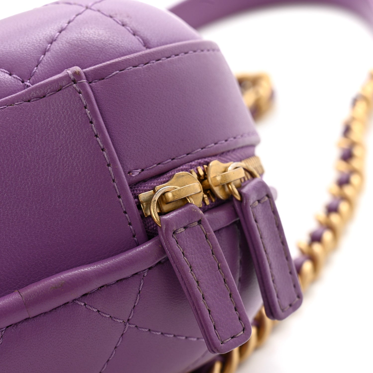 Chanel Lambskin Quilted CC Bubble Vanity Case With Chain Purple 11 of 12