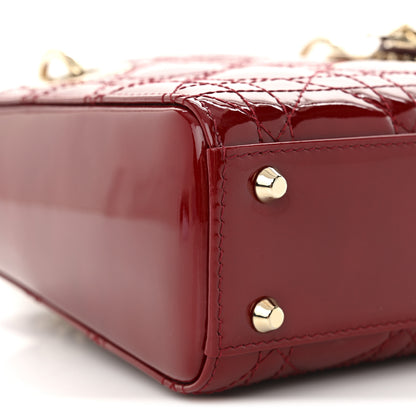 Christian Dior Patent Cannage Mini Lady Dior Red 9 of 11