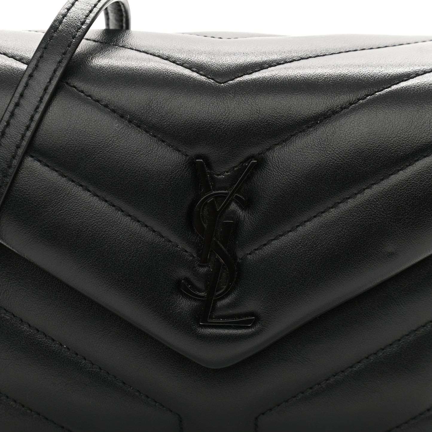 Calfskin Y Quilted Monogram Toy Loulou Crossbody Bag Black