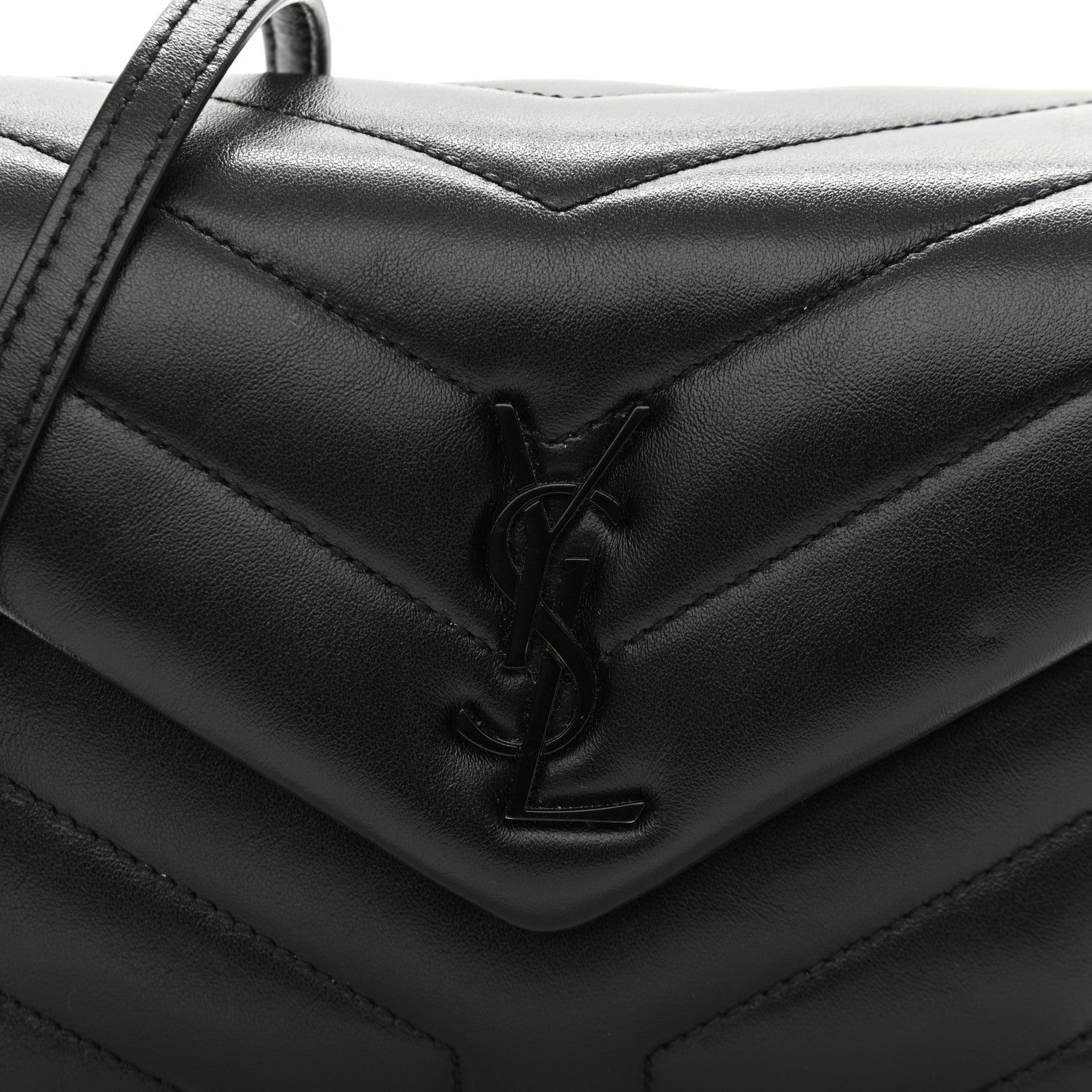 Saint Laurent Calfskin Y Quilted Monogram Toy Loulou Crossbody Bag Black 9 of 12