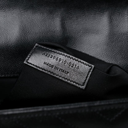 Saint Laurent Grain De Poudre Matelasse Chevron Large Monogram Satchel Black 8 of 21