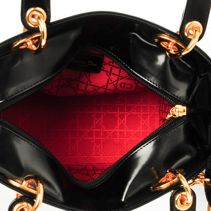 Christian Dior Vintage Patent Medium Lady Dior Black 5 of 8