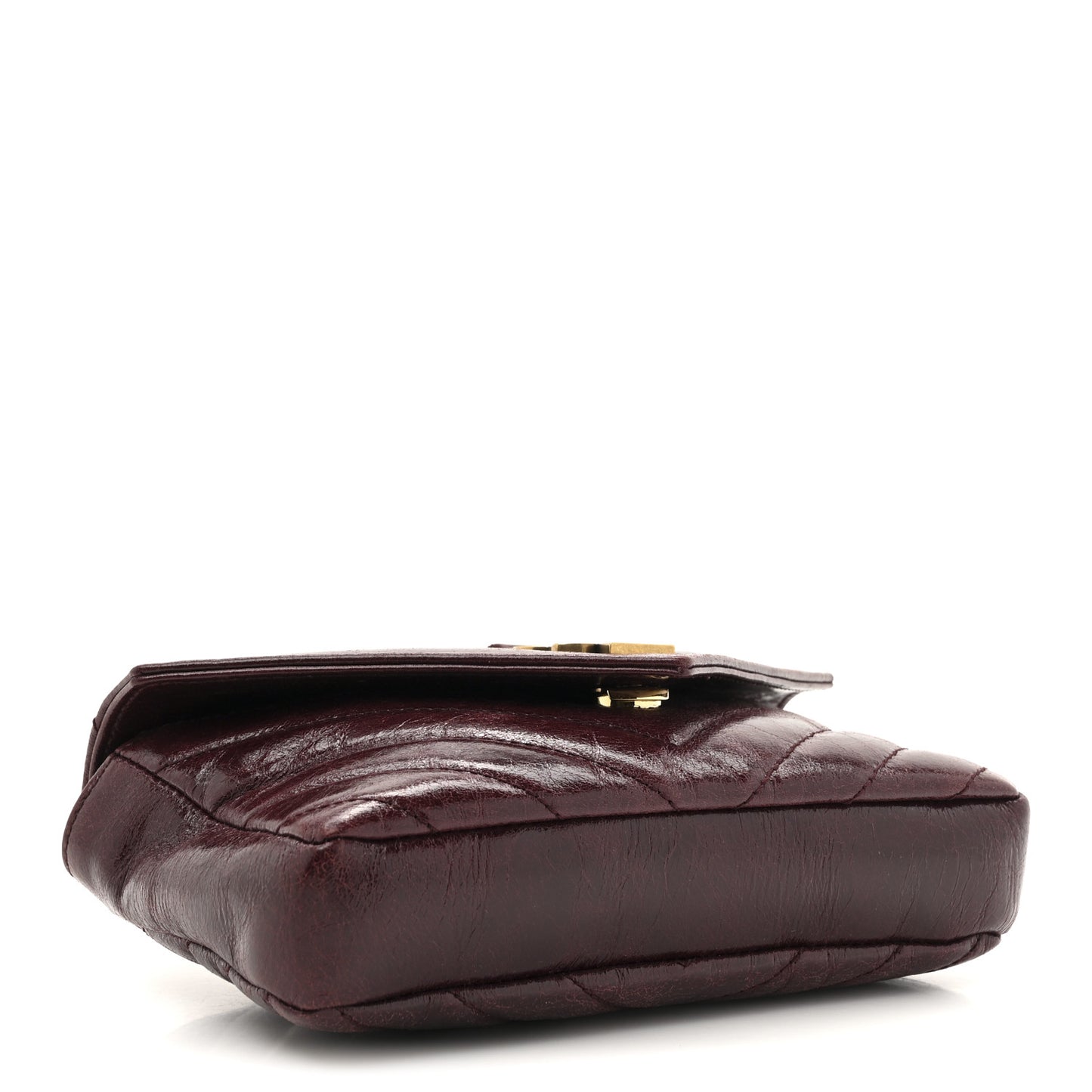 Shiny Calfskin Matelasse Chevron Monogram Mini College Bag Deep Hot Wine