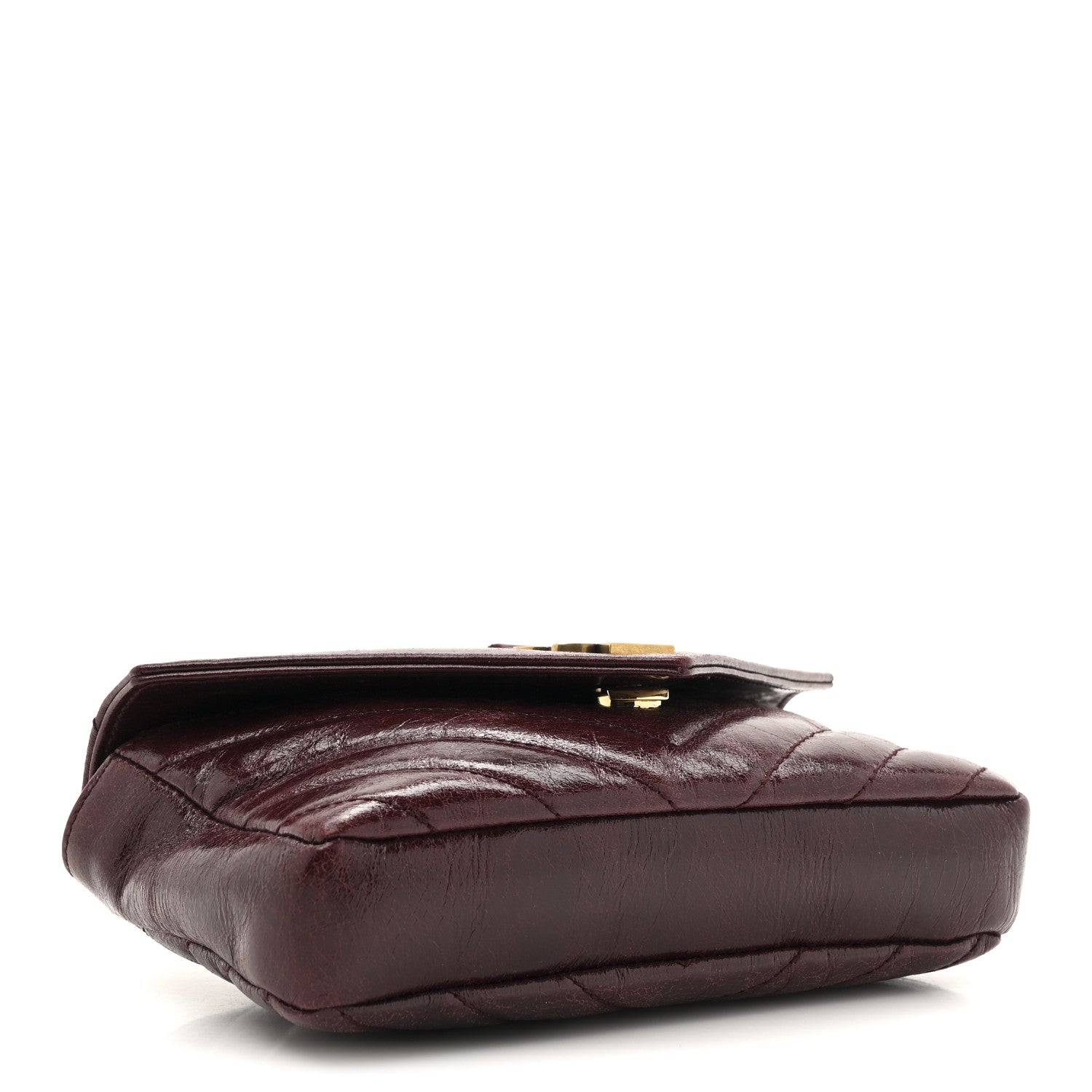 Saint Laurent Shiny Calfskin Matelasse Chevron Monogram Mini College Bag Deep Hot Wine 4 of 10