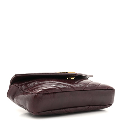 Saint Laurent Shiny Calfskin Matelasse Chevron Monogram Mini College Bag Deep Hot Wine 4 of 10
