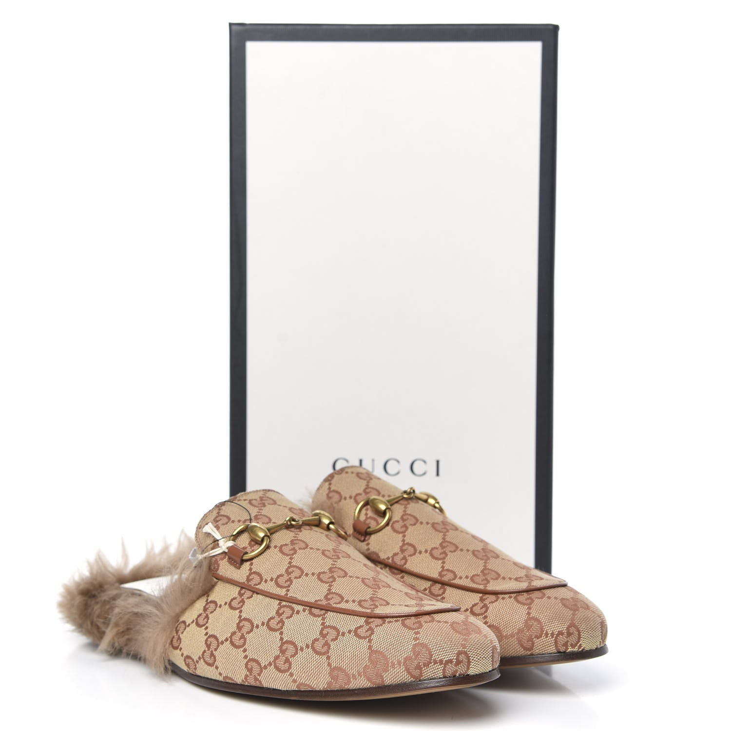 Gucci GG Monogram Fur Mens Princetown Slippers 9.5 Beige Ruggine Rust 8 of 8