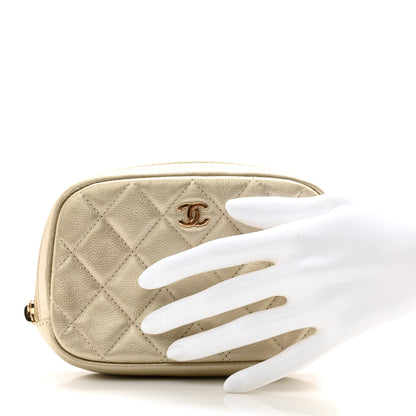Chanel Metallic Calfskin Quilted Small Curvy Pouch Cosmetic Case Gold 2 of 7