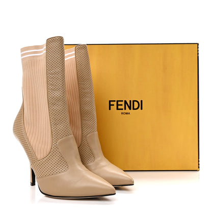 Fendi Nappa Stretch Fabric Perforated Striped Rockoko 105mm Sock Boots 40 Amido 8 of 8