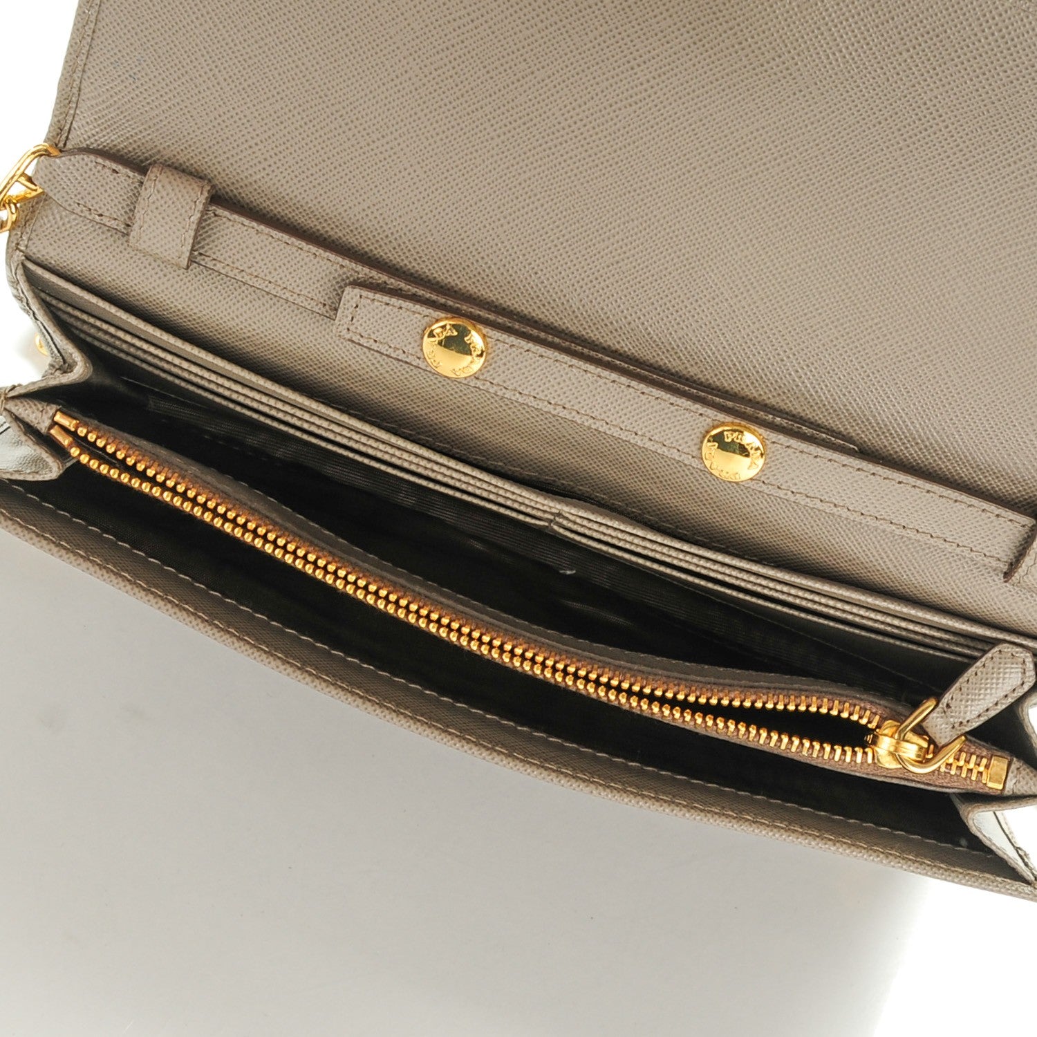 Prada Saffiano Metal Oro Chain Wallet Argilla 5 of 7