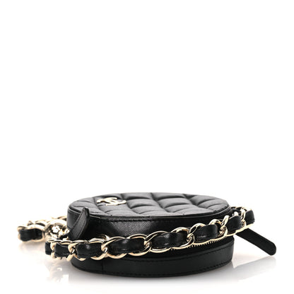 Chanel Lambskin Quilted Chain Round Mini Clutch Black 5 of 12