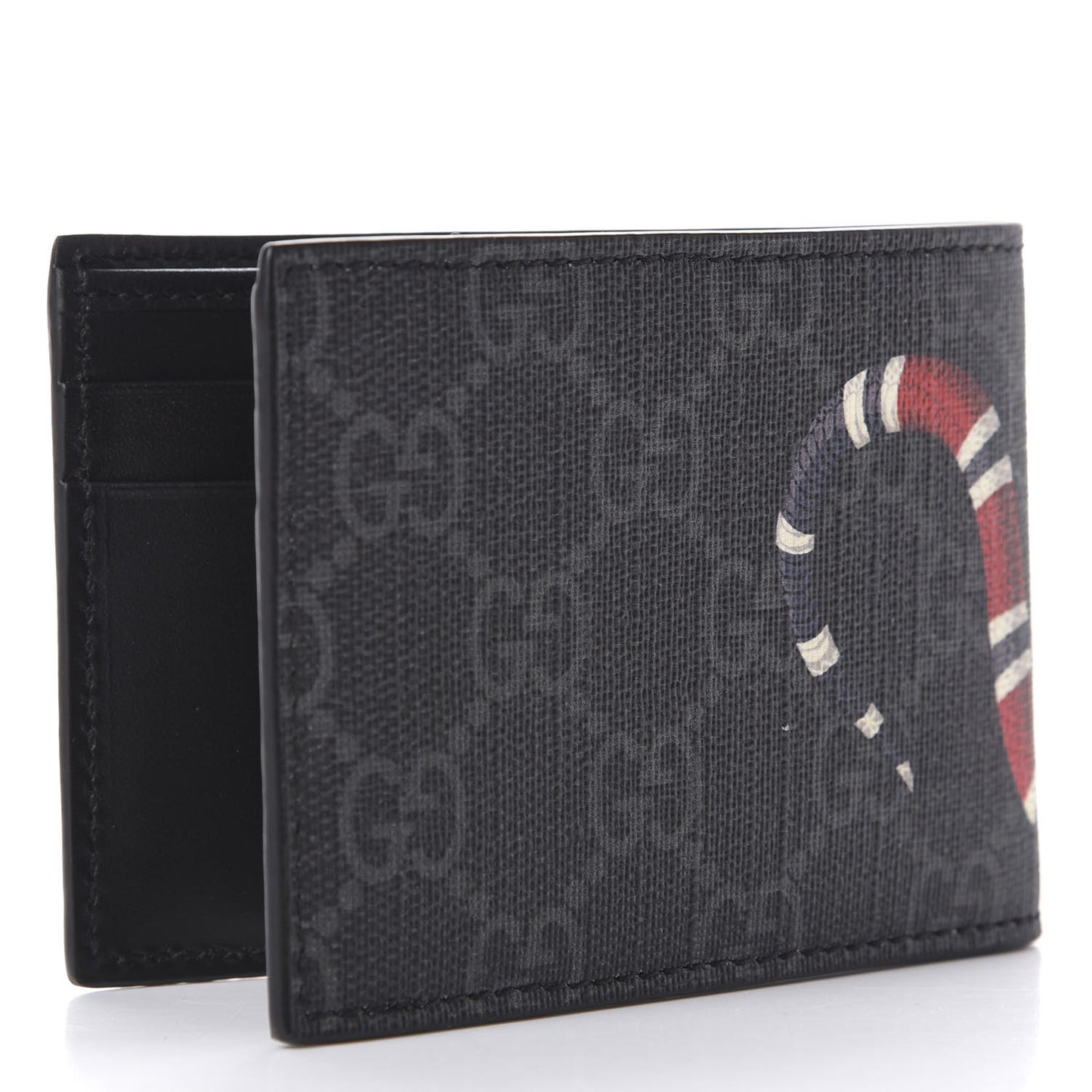 GG Supreme Monogram Kingsnake Bi-Fold Wallet Black Grey
