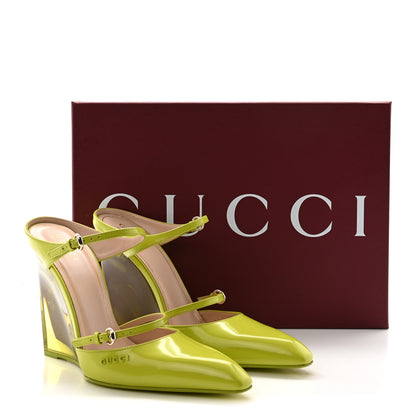 Gucci Regent Calfskin Lucite Wedge 110 Mules 38 Firefly 10 of 10