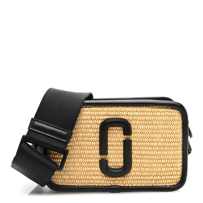 Marc Jacobs Calfskin Woven Straw Small Snapshot Camera Bag Beige 1 of 10