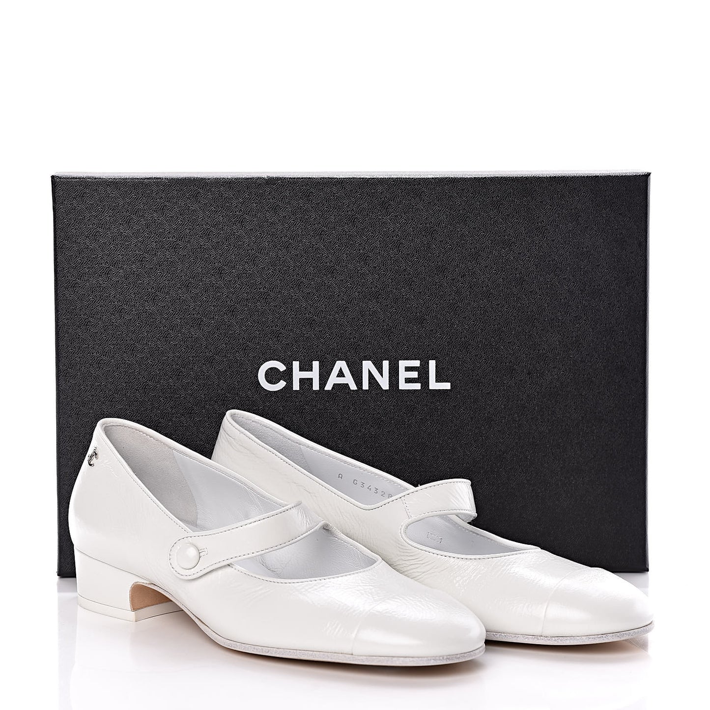 Patent Calfskin Mary Jane Strap Pumps 37.5 White