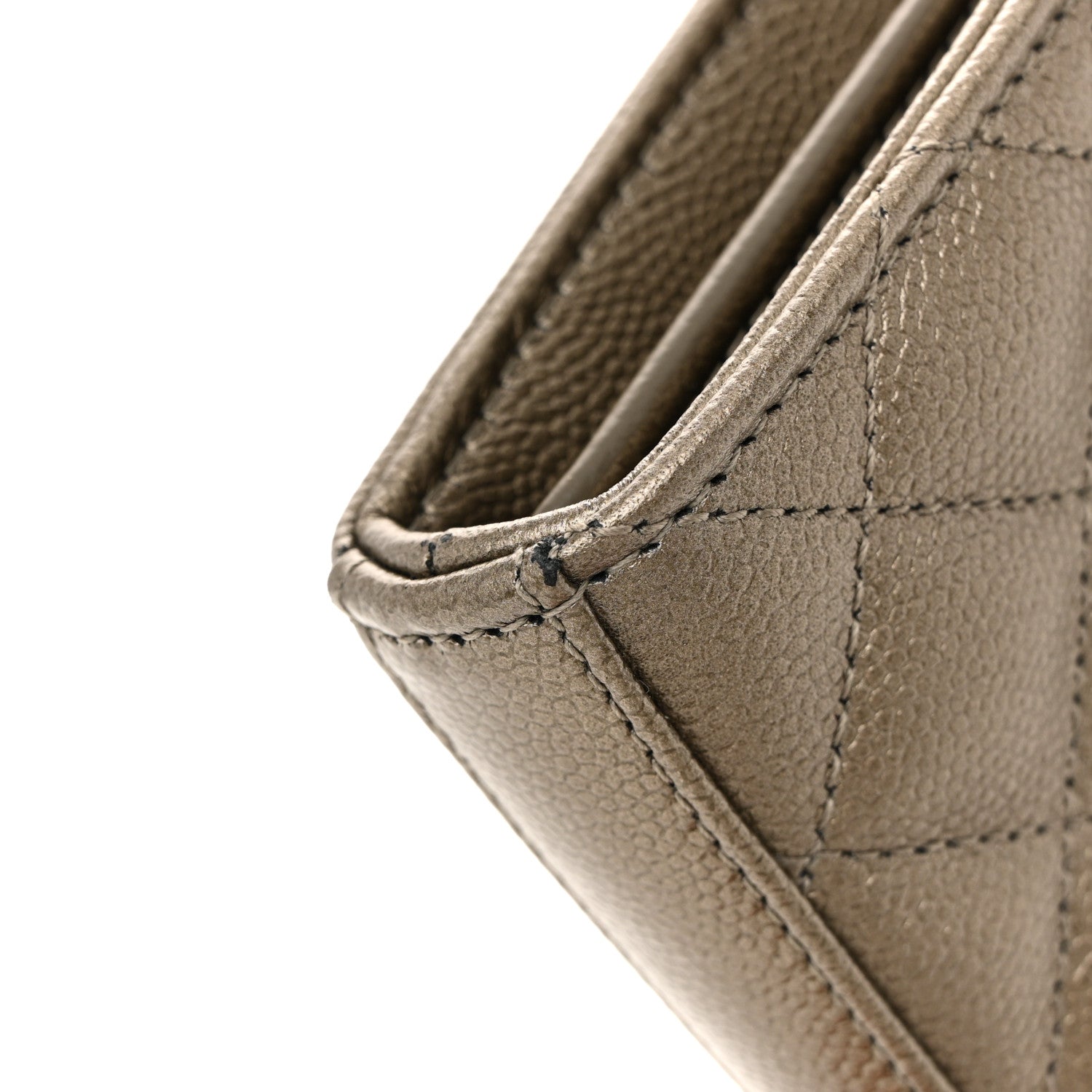 Saint Laurent Metallic Grain De Poudre Mixed Matelasse Triquilt Monogram Chain Wallet Piombo 14 of 16