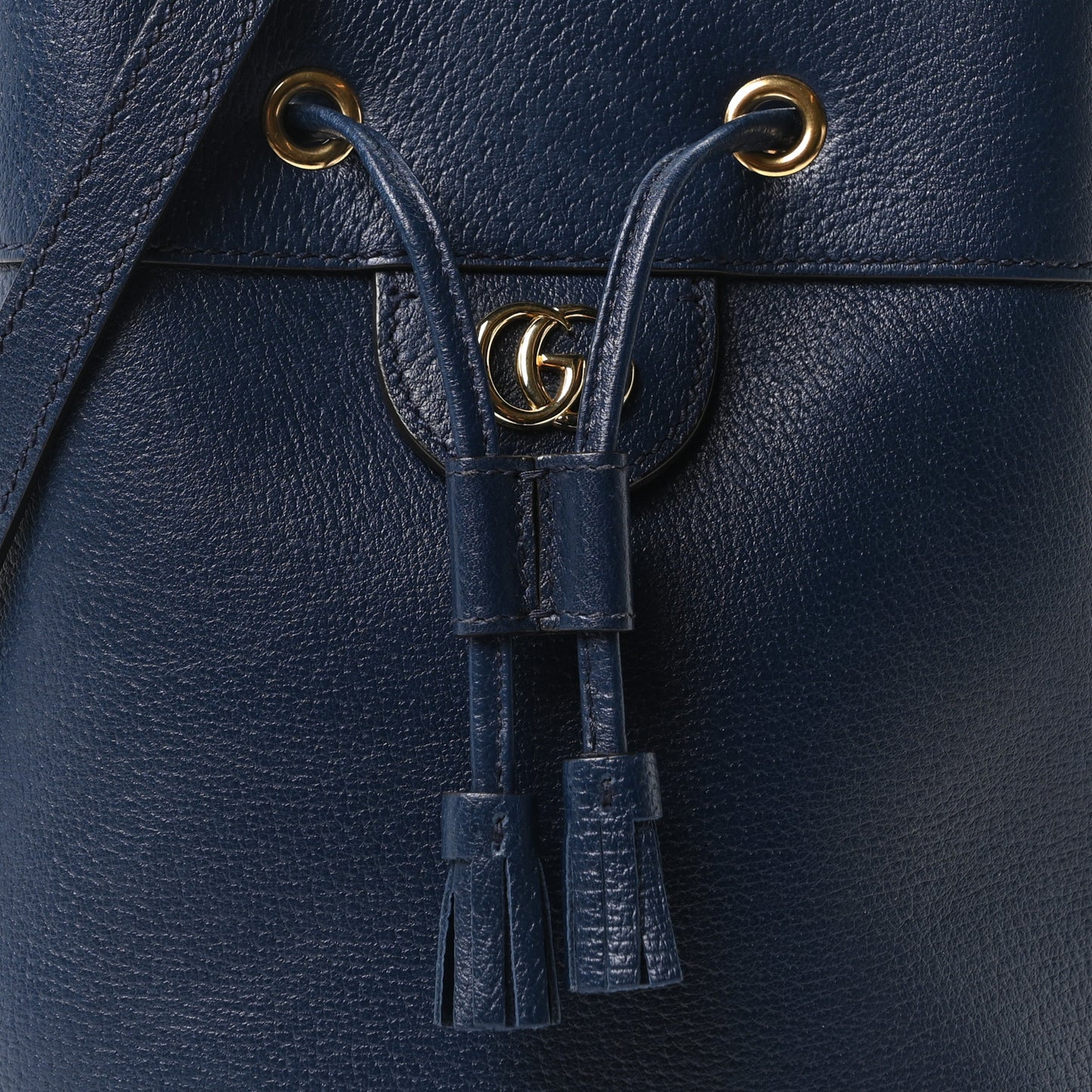 Soft Textured Calfskin Web Small Ophidia Bucket Bag Blue Agata