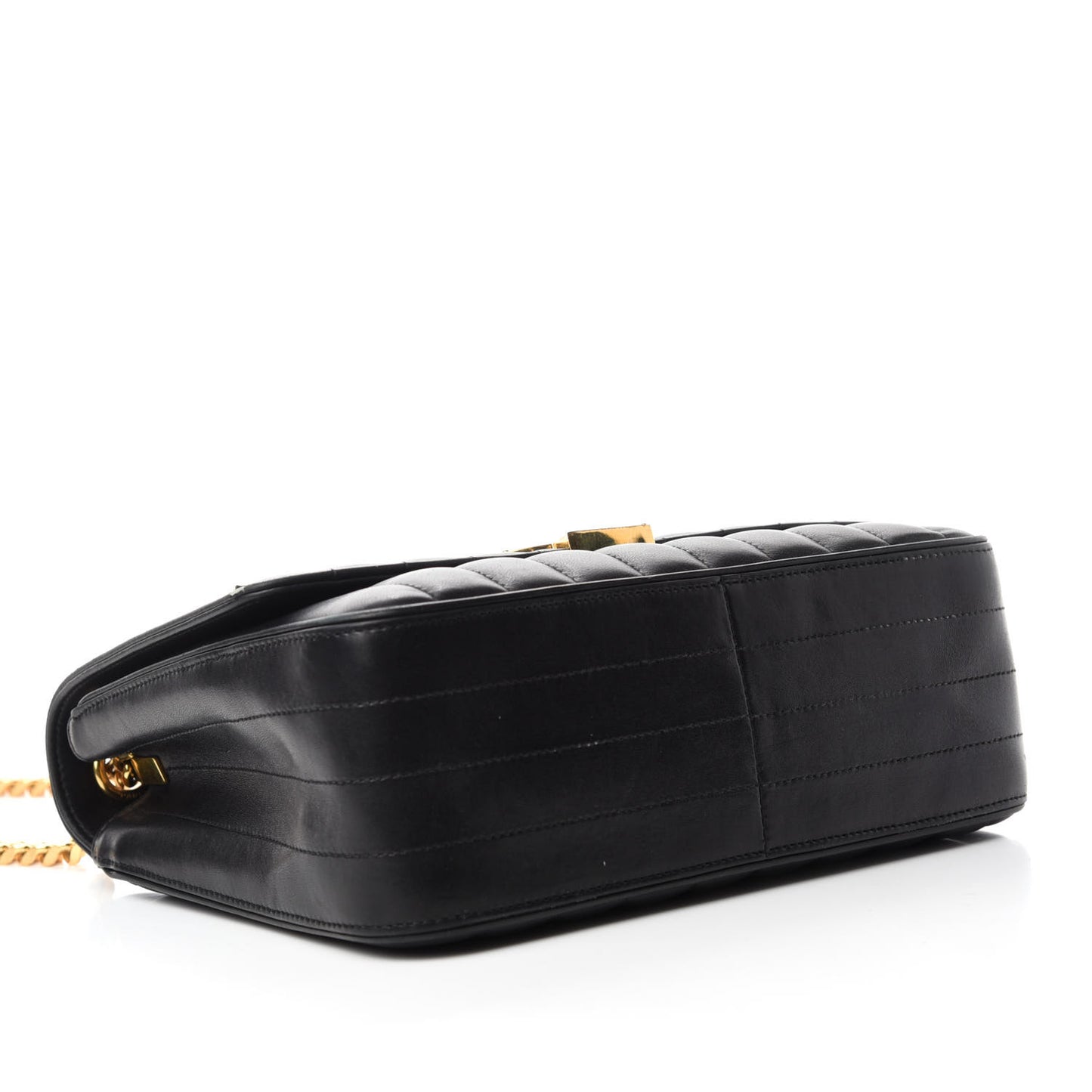 Lambskin Matelasse Monogram Large Vicky Chain Bag Black