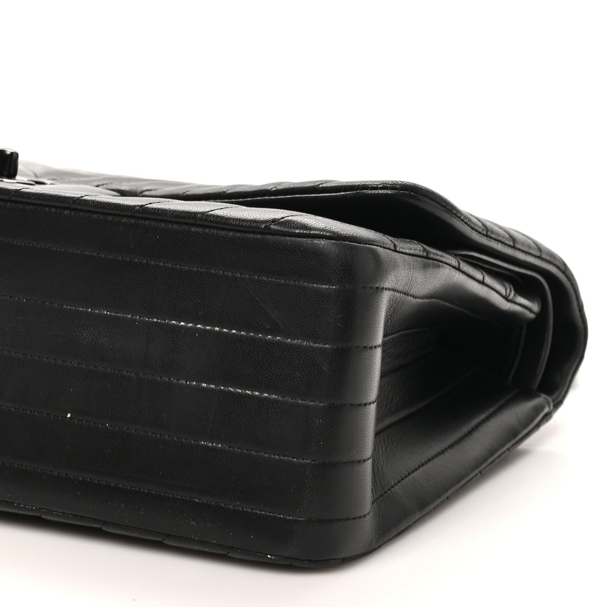 Lambskin Chevron Quilted Jumbo Double Flap So Black