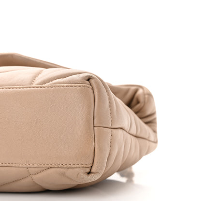 Saint Laurent Lambskin Quilted Toy Loulou Puffer Monogram Chain Satchel Dark Beige 10 of 20