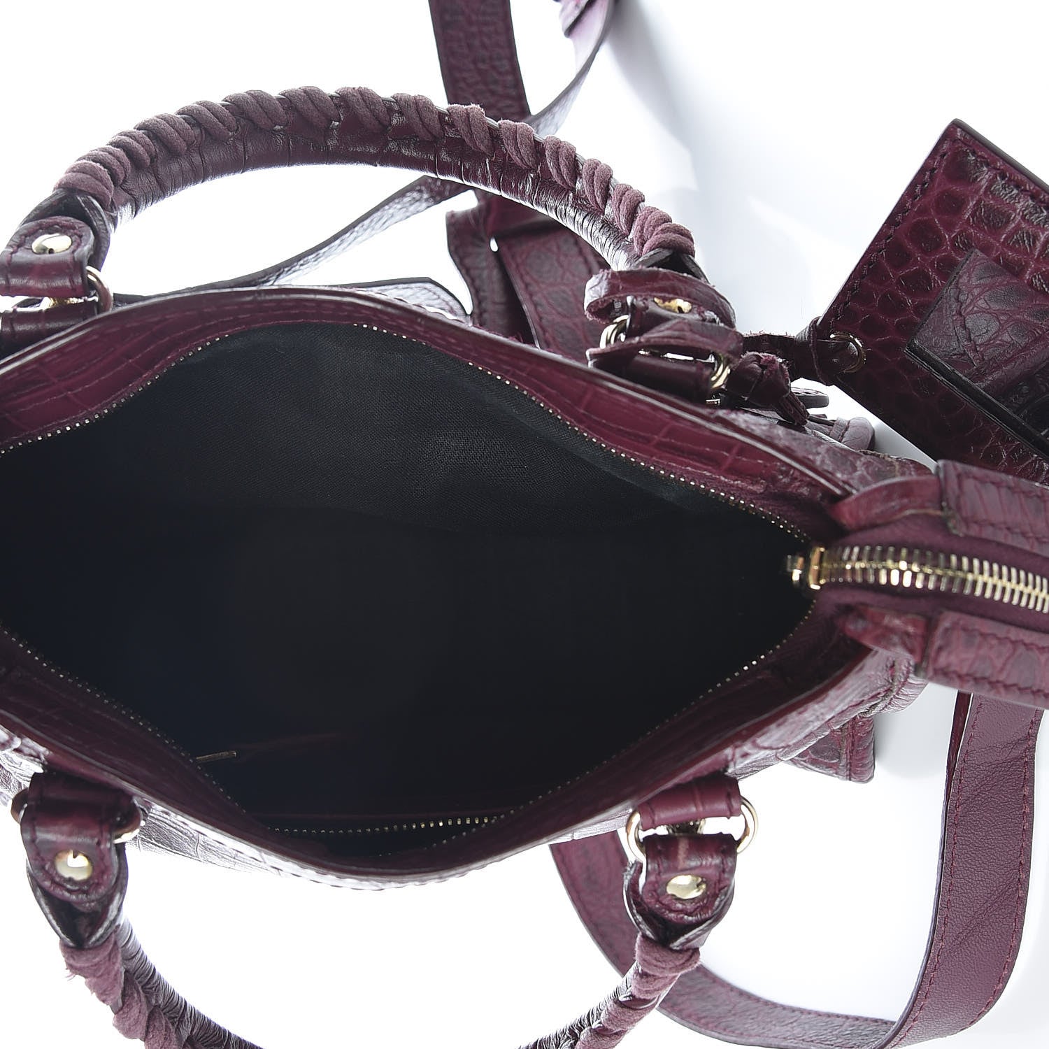 Balenciaga Calfskin Crocodile Embossed Giant 12 Gold Hardware Mini City Violet Prune 5 of 13