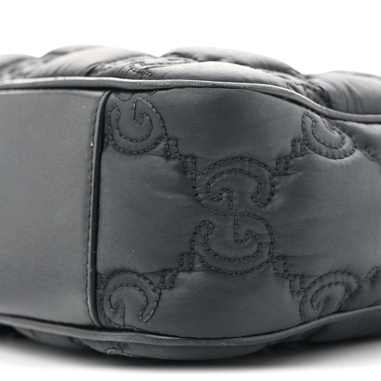 Gucci Nylon Calfskin Enamel GG Matelasse Shoulder Bag Black 10 of 13
