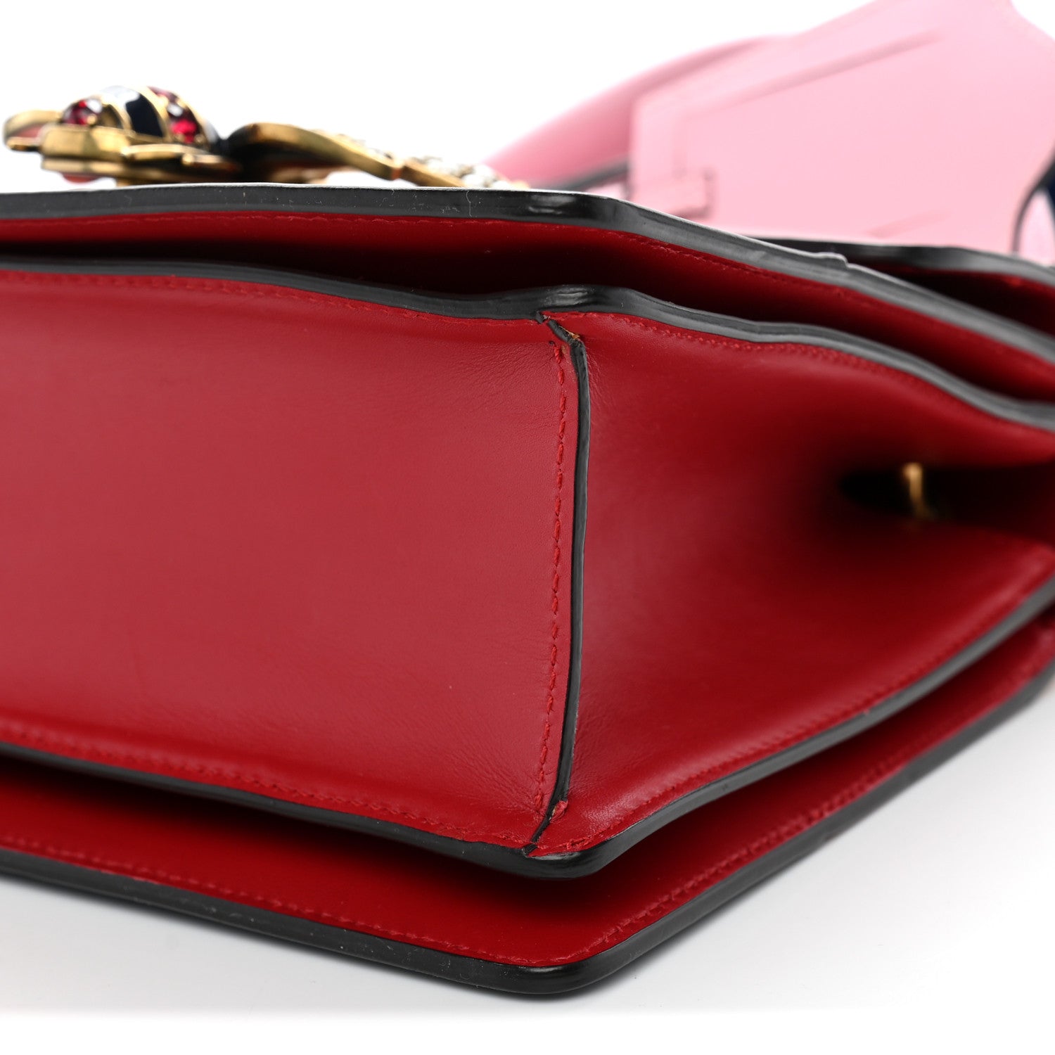 Gucci Calfskin Sylvie Web Small Queen Margaret Top Handle Bag Blue Agata Hibiscus Red Mystic White Sugar Pink 10 of 11