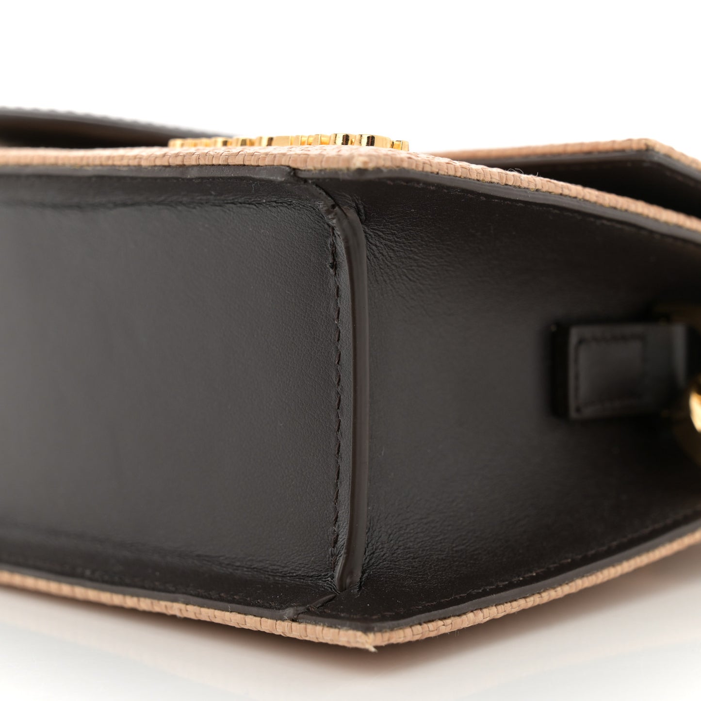 Raffia Smooth Calfskin Le Grand Bambino Natural Dark Brown