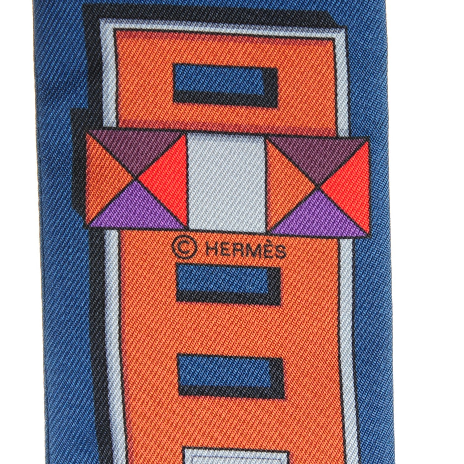 Hermes Silk Carre En Boucles Twilly Marine Violet Brun 5 of 5