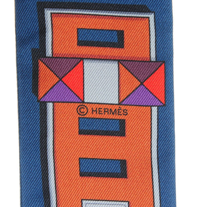 Hermes Silk Carre En Boucles Twilly Marine Violet Brun 5 of 5