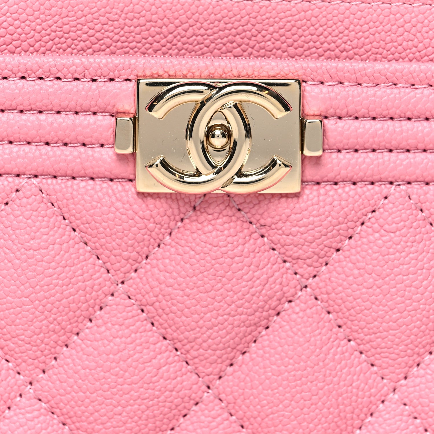 Chanel Caviar Quilted Boy Card Holder Pink 9 of 10