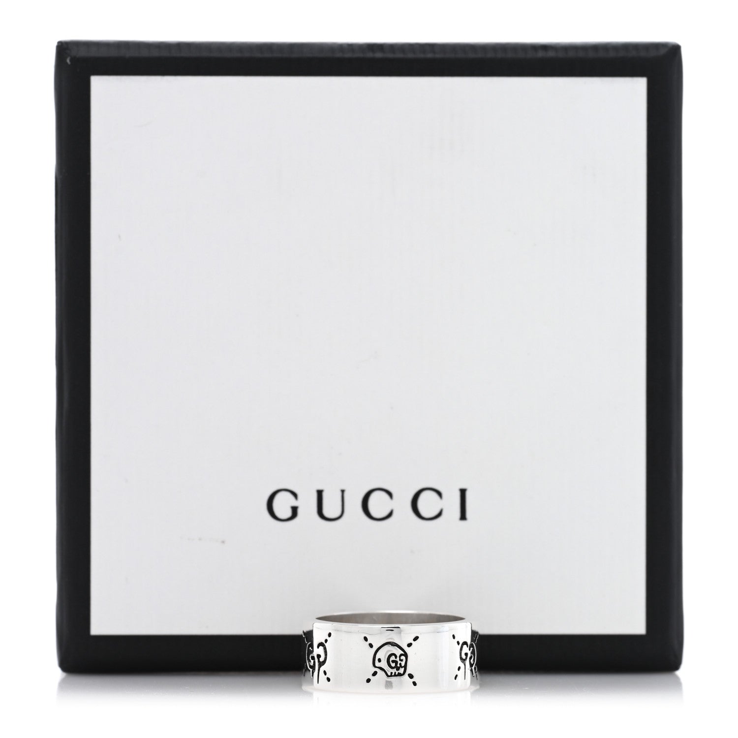 Gucci Sterling Silver GucciGhost Hamlet Skull Band Ring 61 9.5 5 of 5