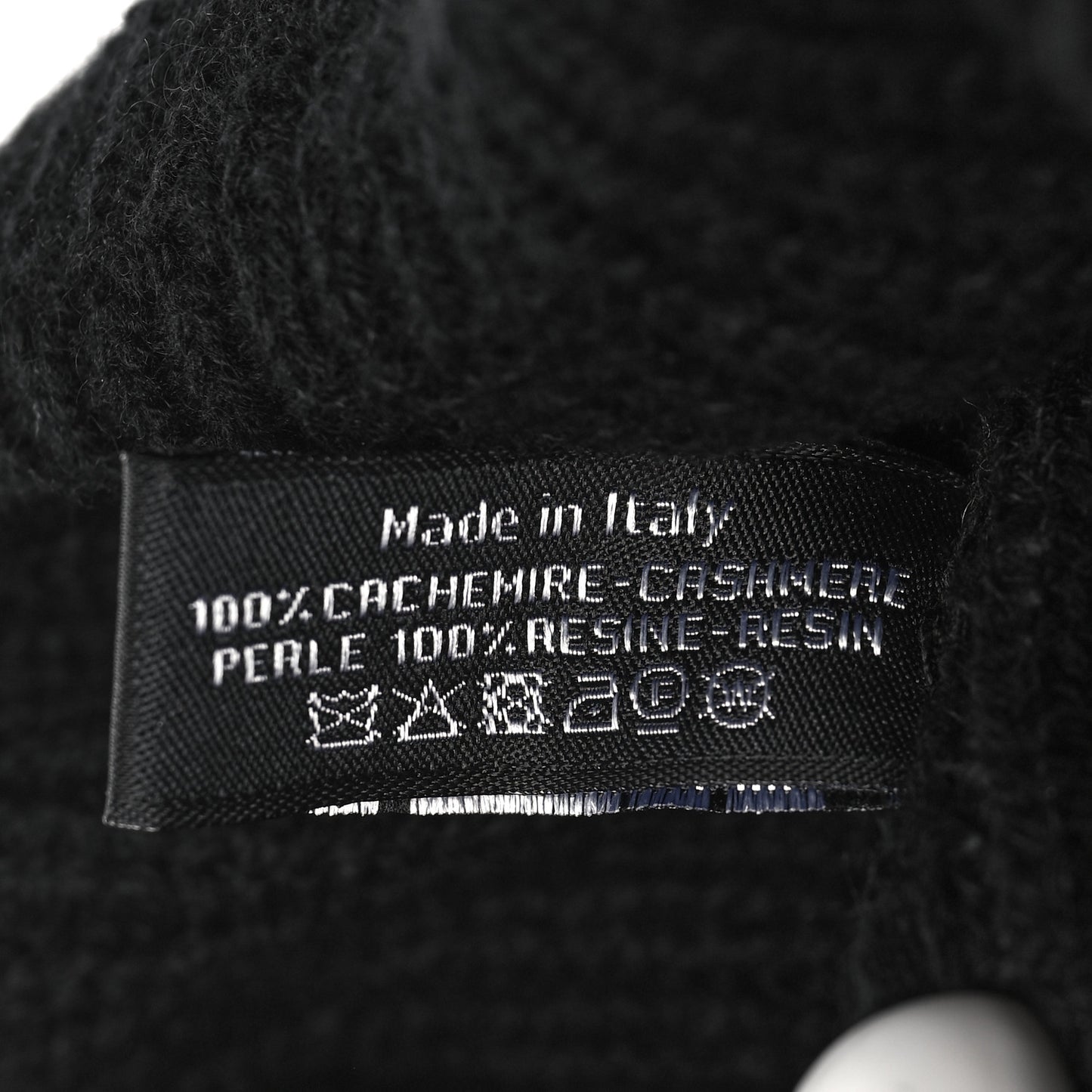 Cashmere Logo Beanie Hat Black White
