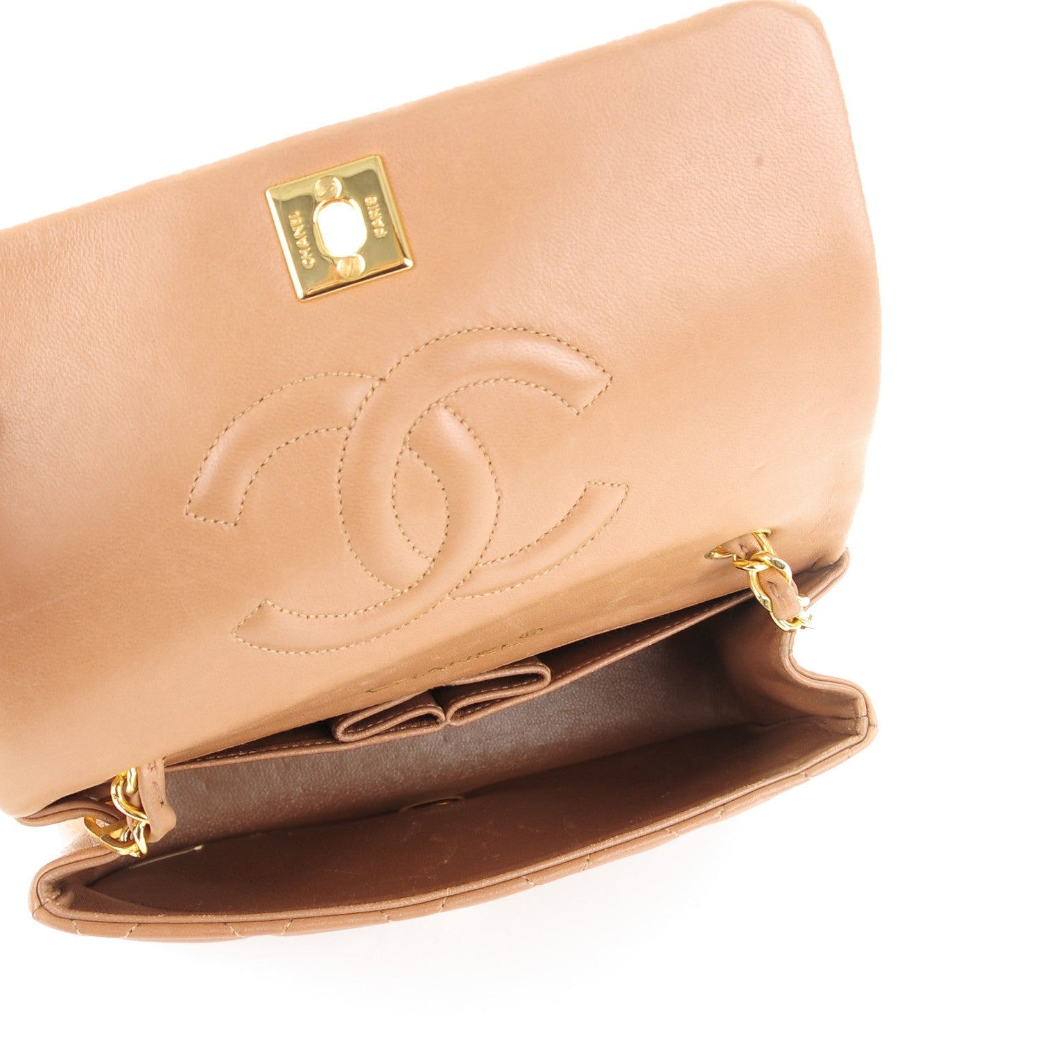 Chanel Lambskin Quilted Mini Flap Beige 6 of 9