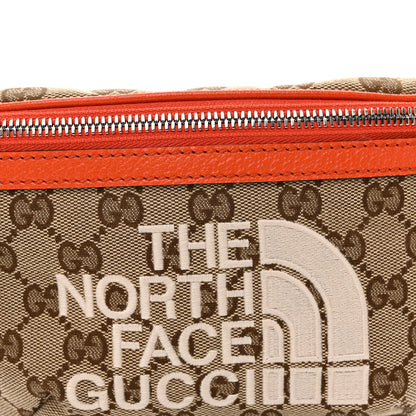 Gucci X THE NORTH FACE Monogram Textured Dollar Calfskin Embroidered Belt Bag Beige Ebony Mystic White Deep Orange 9 of 12