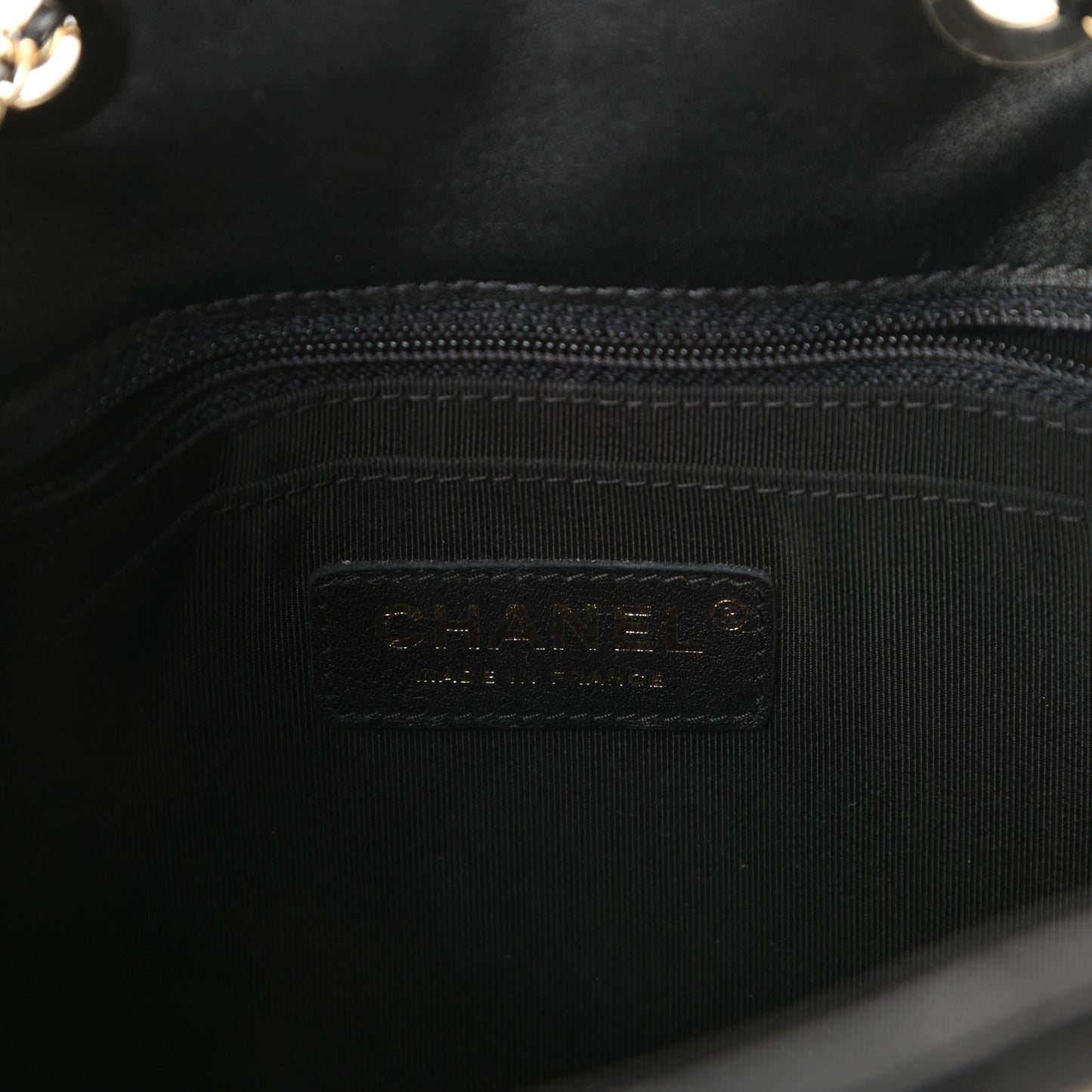 Calfskin Quilted Daily Chevron Drawstring Bag Black